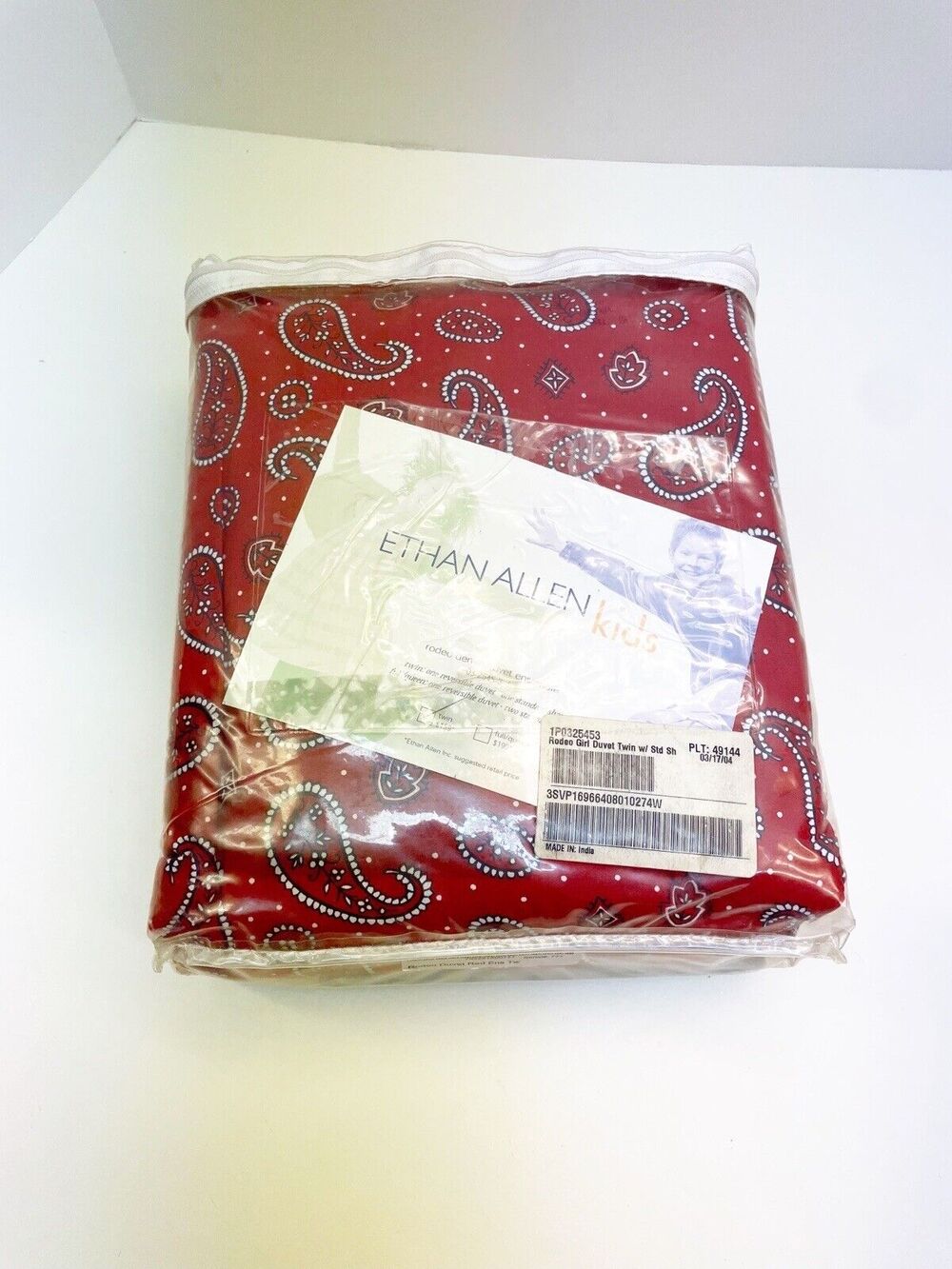 Ethan Allen Rodeo Duvet Country Bandana Paisley Denim Western Sham Twin NWT